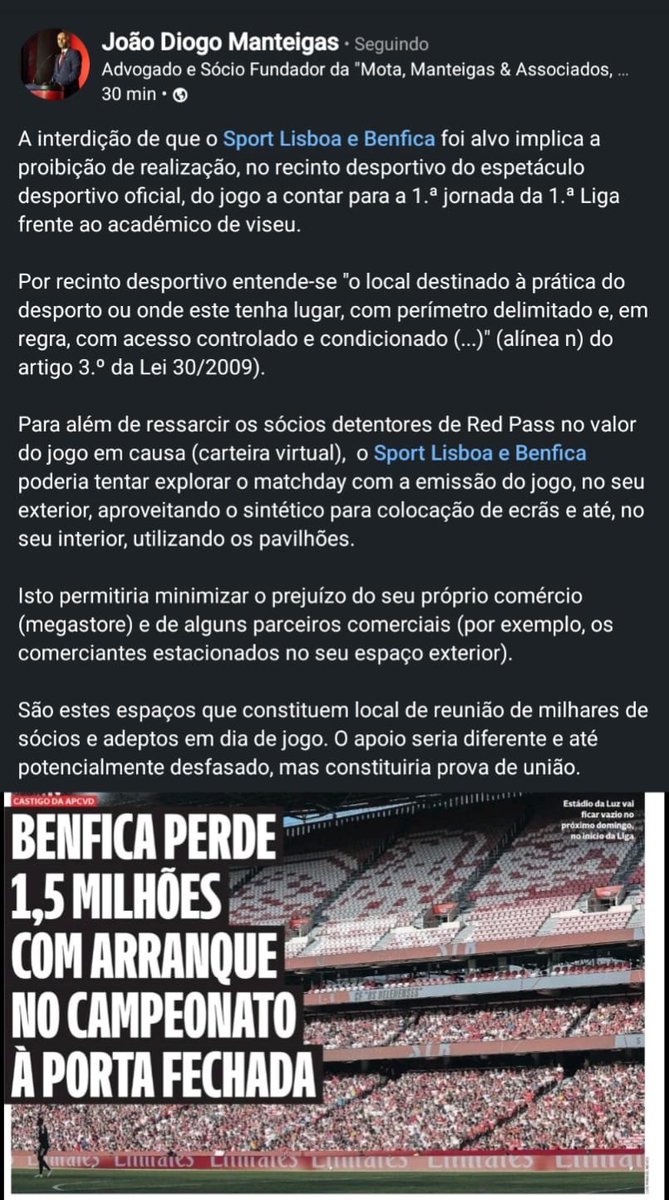 OFuraRedes's tweet photo. João Diogo Manteigas sugere a transmissão do jogo com o Académico de Viseu no exterior do Estádio da Luz.

O que acham da ideia? Se acontecesse iriam aderir? https://t.co/bLnUALqJLI