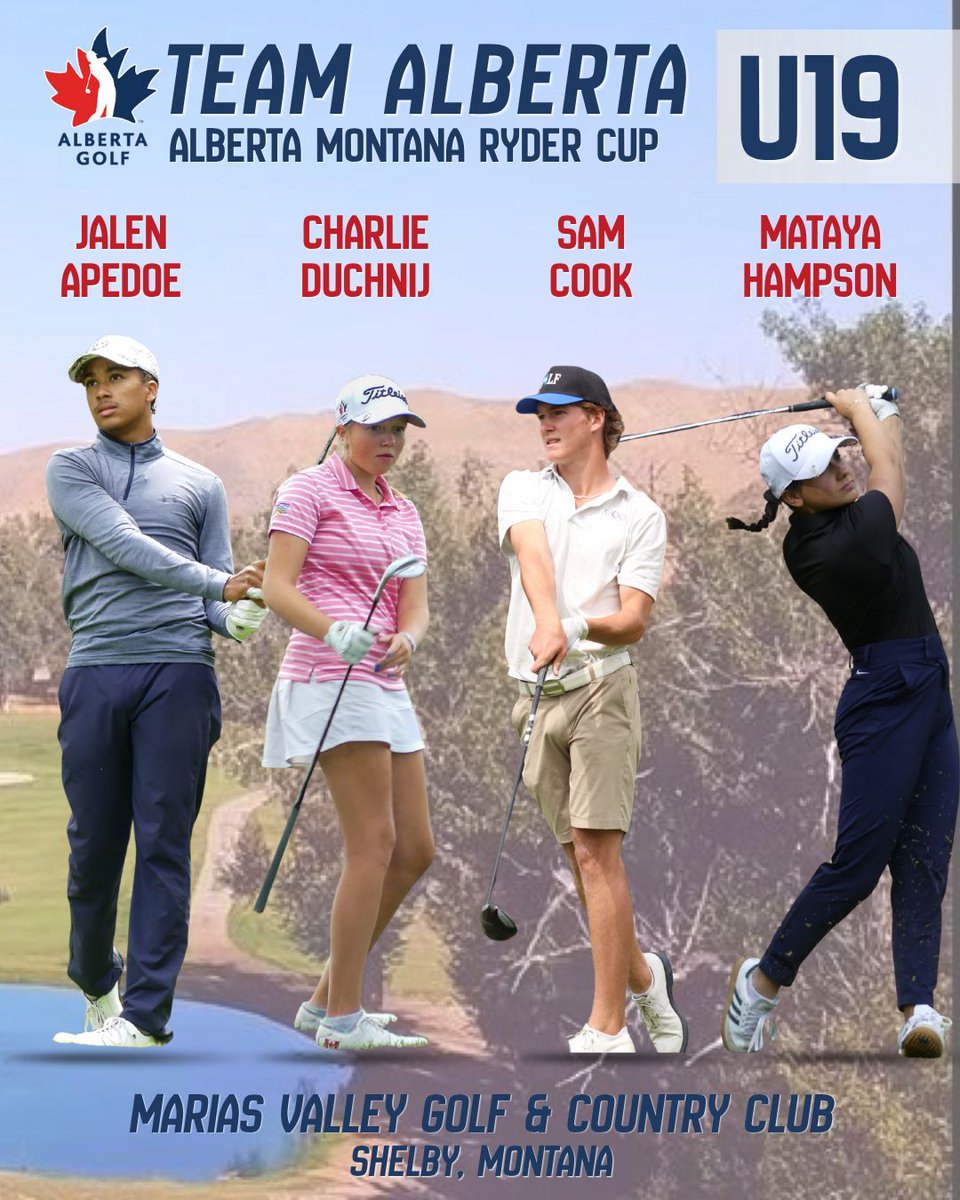 Alberta_Golf's tweet photo. The Alberta Montana Ryder Cup kicks off tomorrow south of the border at the Marias Valley  Golf &amp; Country Club in Shelby Montana. Here's the group that will look to defend the Boys &amp; Girls titles for the second straight year! https://t.co/jkByYUpAri