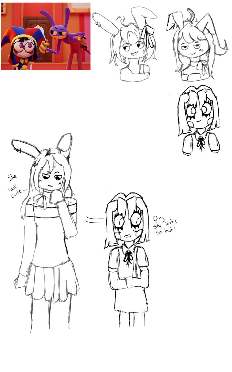 Maycahi's tweet photo. #funnybunny
#TADC
Here is a doodles pomni and Jax  i did. I don't think I will finish it though. https://t.co/qw7bZGeXsf