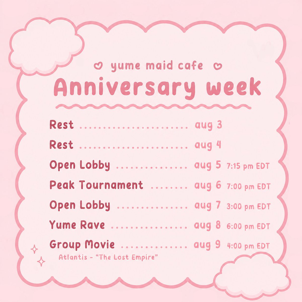 MaidYume1068's tweet photo. Hello Dreamers! Our anniversary week Is here and this is our Menu for this #yumeversary week!
#Yume #YMC #YUmeMaidCafe https://t.co/SqYvpkajub