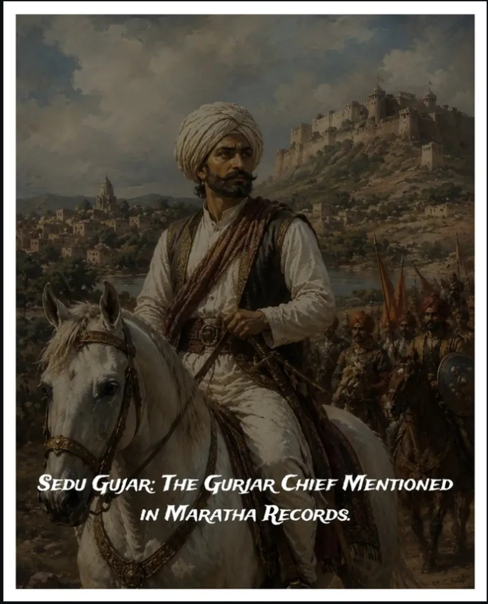 desicarlschmitt's tweet photo. Sedu Gurjar was a prominent Hindu Gurjar chief who controlled and established fortresses around Tamujpur and Mirpur during the 1750s and was mentioned in Maratha records as a powerful lord of the region.
(Credit - ig/gurjararoots) https://t.co/w4HpMMyykh