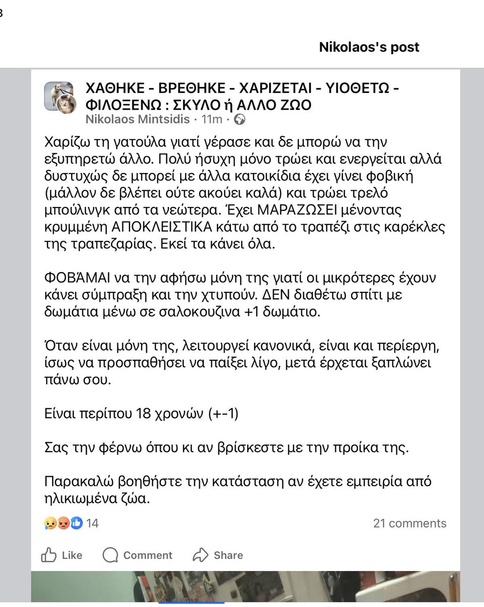 christik99's tweet photo. 🆘🆘🆘🆘🆘🙏🙏🙏#ΥΙΟΘΕΣΙΑ ΗΛΙΚΙΩΜΕΝΗΣ ΓΑΤΟΥΛΑΣ
στην αρχη νομιζα οτι ηταν τρολ αλλα δυστυχως μιλα σοβαρα τι να πω 🤬🤬
Καποιος να σωσει την ψυχουλα https://t.co/FiT8HQNQ4O