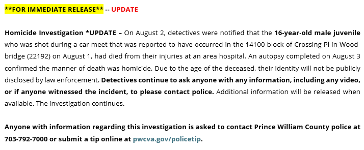 Prince William County Police Department tweet media