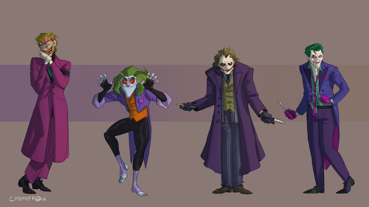 chomiffou's tweet photo. just finished part 8, here's the joker lineup pages 5-8 :D working on a final page of requests, then i'll be drawing my personal favorite designs from here on out
#joker #dcfanart https://t.co/6jJfHb3a1S