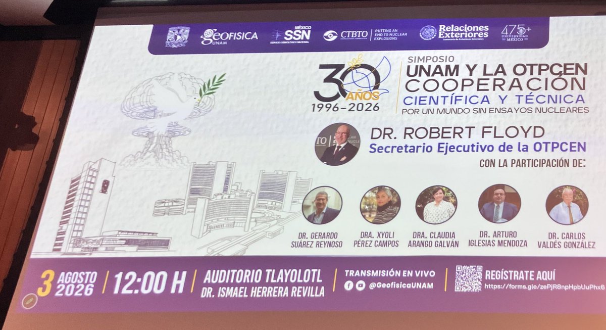 CarlosMValdes1's tweet photo. El rol de la sismología en la prohibición de pruebas nucleares.  A punto de iniciar.   @GeofisicaUNAM https://t.co/b0C9I51n58