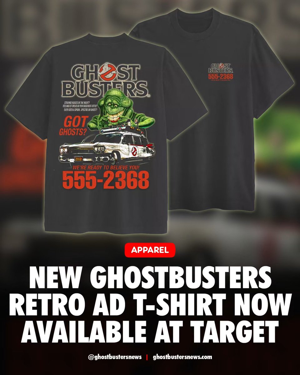 GBNewsdotcom's tweet photo. New Ghostbusters Retro Ad T-Shirt Now Available at Target: https://t.co/5TdgKzLQRt https://t.co/7yqRZ2AdBP