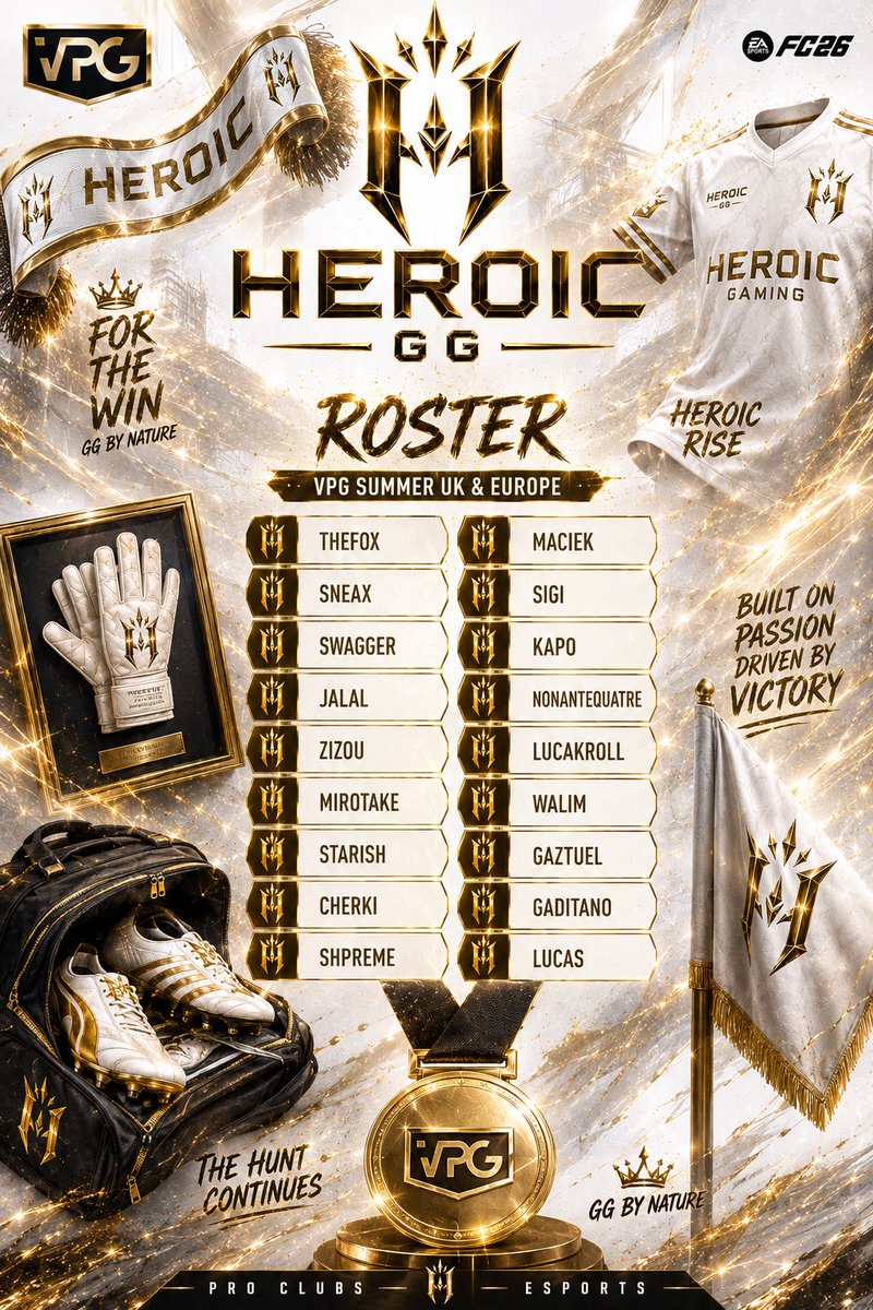 Heroic_GG's tweet photo. Our Squad for the Summer Season⚽️
FC26 Pro Clubs 
🎮 @OfficialVPG 
🎮 @VPGUK 
🎮 @VPGEurope https://t.co/QNeEqZXstR