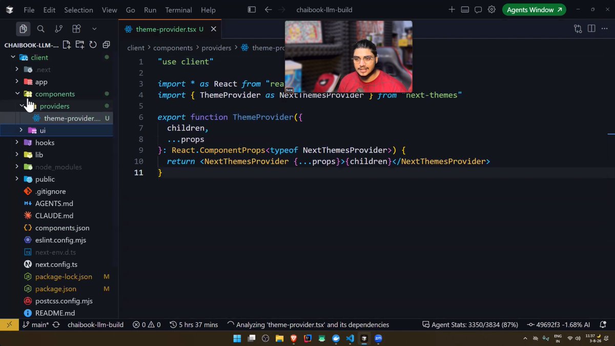 Akash_Code's tweet photo. Started building Chaibook LLM—our take on NotebookLM.

Kicked off the backend, improved authentication, and laid the foundation for what's coming next.

Suraj sir showed up in a Spider-Man suit. Peak developer energy. 🕷️😂

@ChaiCodeHQ @surajtwt_ @Hiteshdotcom https://t.co/jDedxLALR6