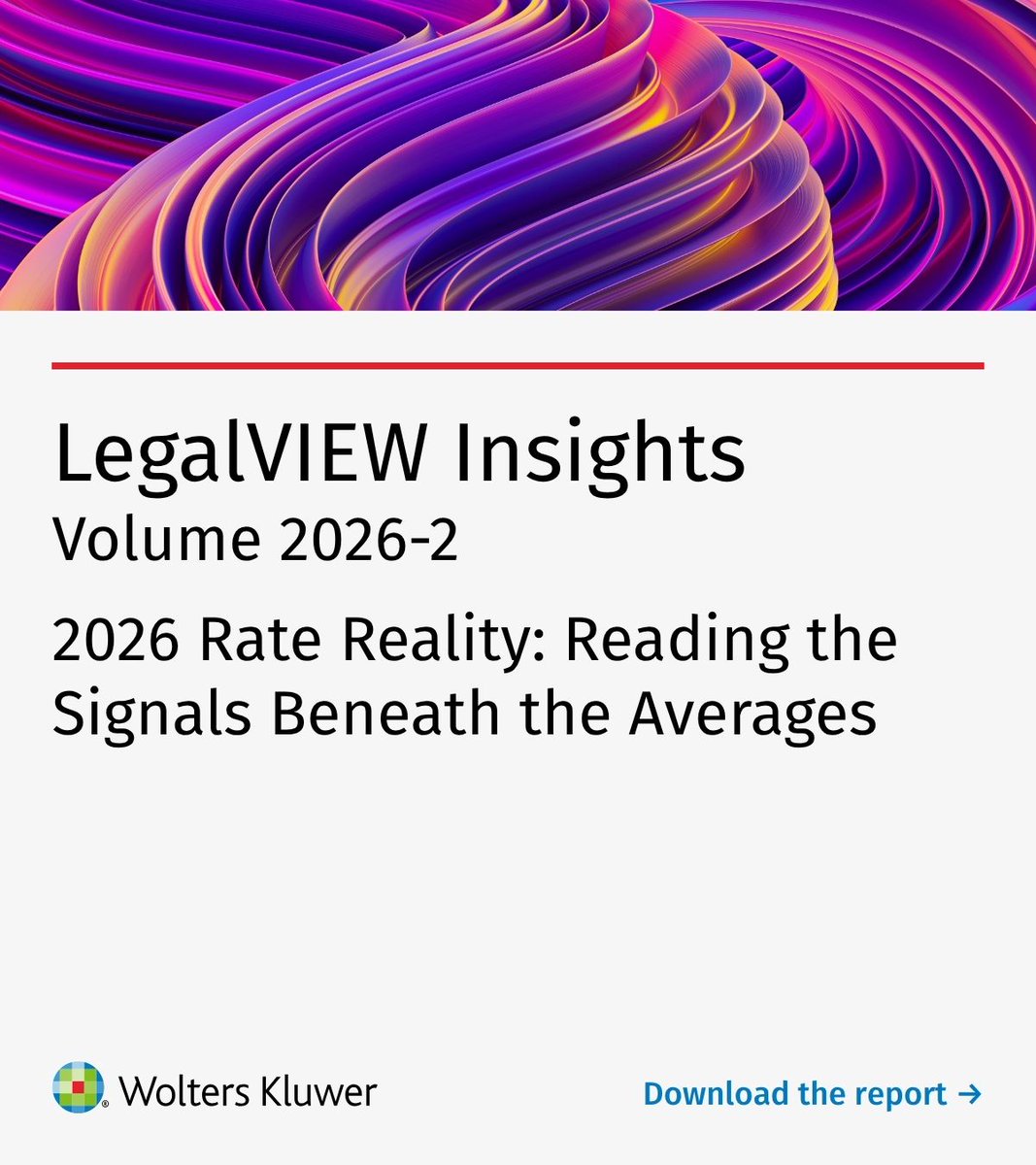 wkelmsolutions's tweet photo. The latest LegalVIEW Insights report explores rate trends and the data behind legal spend decision-making. 

Read the report: https://t.co/nP6dZ6HZwD

#legal #legalops #legaltech #legaldata #LegalVIEWInsights https://t.co/ytD7r1E8Aq