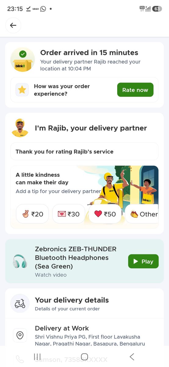 Samsonarockiya2's tweet photo. Blanket eye ordered Zebronics thunderbolt green Bluetooth headset but your delivery boy totally cheated me he doesn't delivered and marks mock test delivered even he did not called me also totally cheated I want immediate action should be taken
@letsblinkit https://t.co/G501w2rKFn