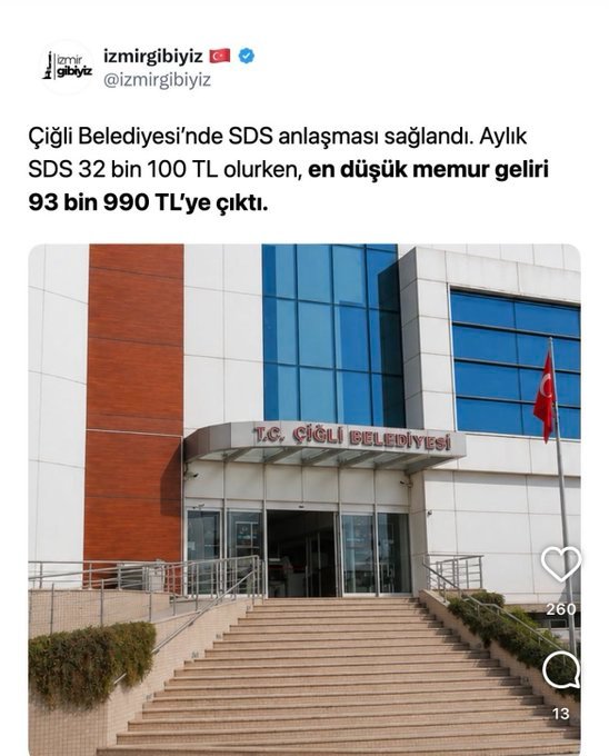Yhsgihtholsun's tweet photo. İzmir Çiğli Belediyesinde en düşük memur maaşı 94 BİN TL olmuş :)  Ayda 300 saate yakın çalışan #Polis 80 BİN TL  #PoliseAdilMaaş https://t.co/LaAW4NxqeK