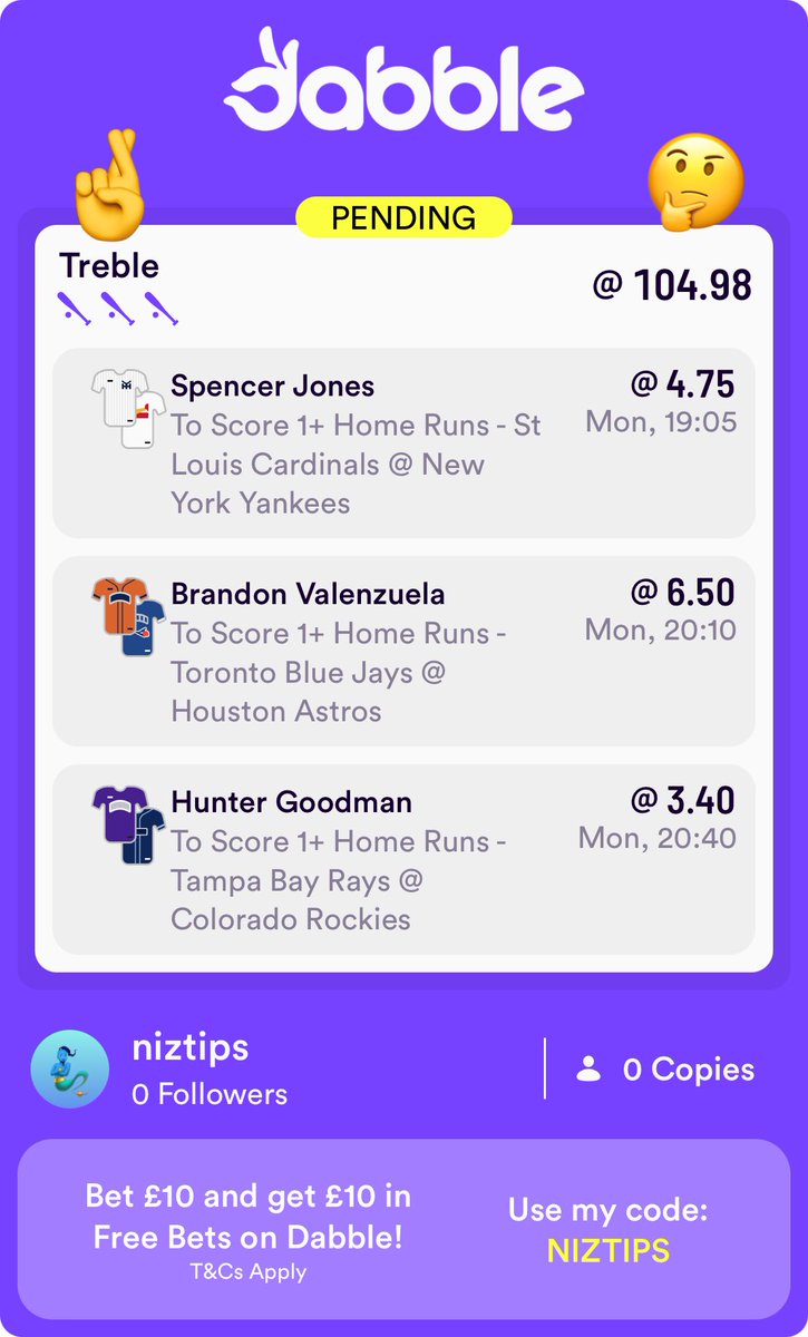 NizTips's tweet photo. MLB 📈 104

https://t.co/ysKieU8P2g https://t.co/PXUN17xhM0