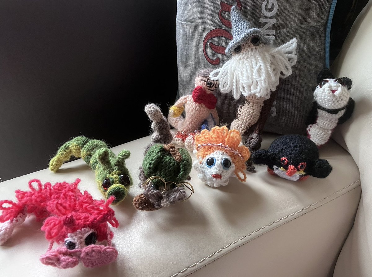 amwbooks's tweet photo. I normally include one of die cast toy cars in my photo however my daughter had been crocheting me some genre book characters (the penguins an in Joke could become a genre who knows) so these will now be making an appearance, I’m well chuffed @JustJMW https://t.co/OBYxTutWww