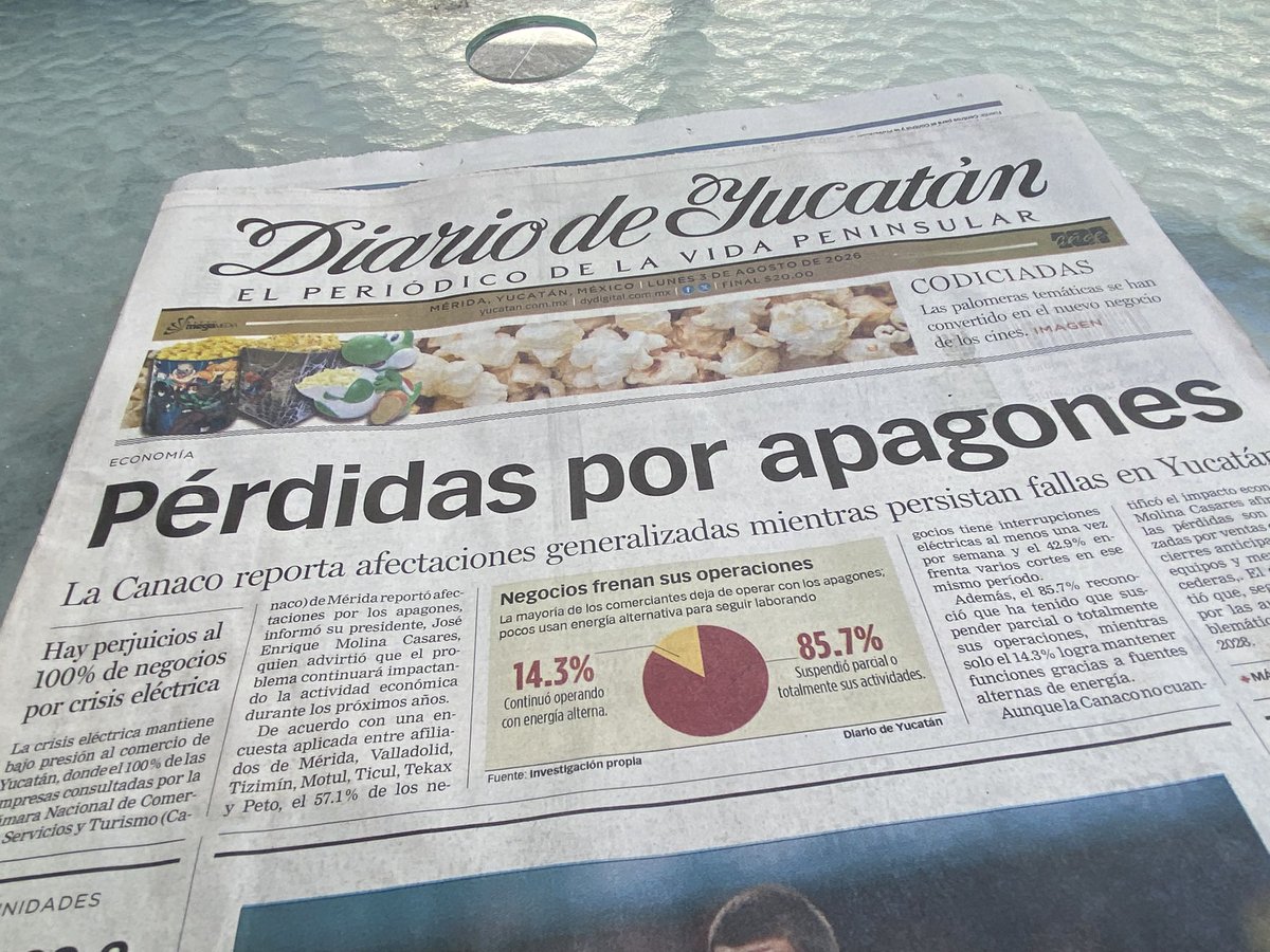 abrambilas's tweet photo. La portada de hoy del @DiariodeYucatan. Aquí cómo en otros estados del pais están sufriendo la incompetencia de la @CFEmx.

Otro Estado de México generoso y productivo entorpecido por @PartidoMorenaMx. https://t.co/qGXwx62Ncc