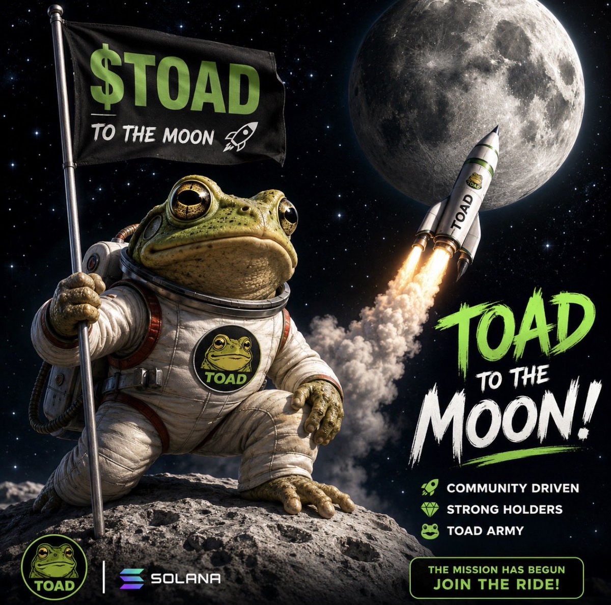 toad_fun_'s tweet photo. 🌕🐸 TOAD TO THE MOON! 🚀

The night is quiet.
The moon is shining.
And $TOAD is getting ready for liftoff. 🐸🔥

No limits. No fear. Just vibes.
TOAD isn’t watching the moon… TOAD is heading there. 🌕🚀

🐸 $TOAD
💎 Community-driven
🚀 Moon mission activated

#TOAD #Solana #Memecoin #Crypto #ToTheMoon