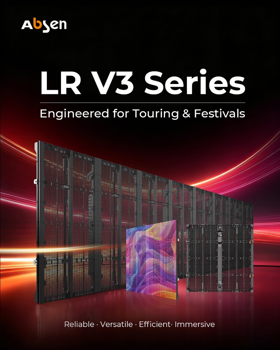 Absen_NA's tweet photo. 🎸 Meet the LR V3 Series.
Engineered for touring &amp; festivals with lightweight construction, transparent design, and dependable performance.

Learn more:
https://t.co/XlYSaOOidF
#AbsenLive #LEDVideoWall #LiveEvents https://t.co/DiIqnVgzo5