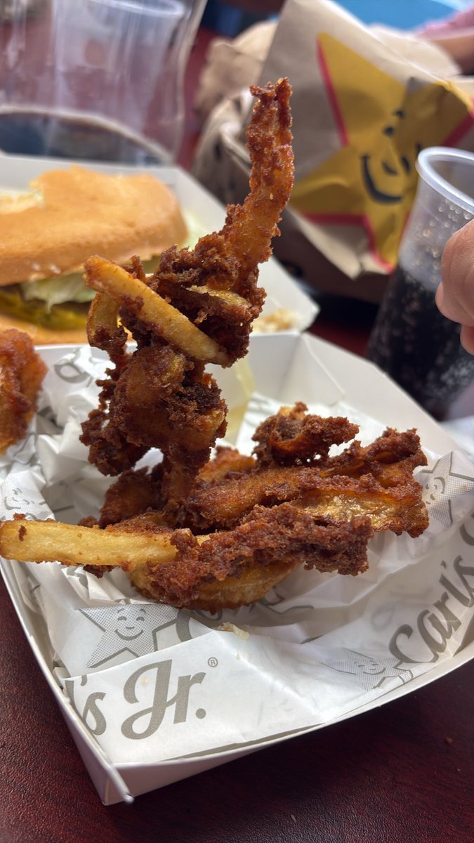 charlyloera's tweet photo. @CarlsJrMx oiga que mal me atendieron hoy ! La big angus que no es angus, y los aros para llorar. Le mando el ticket por dm? https://t.co/CZBKlYeFaf