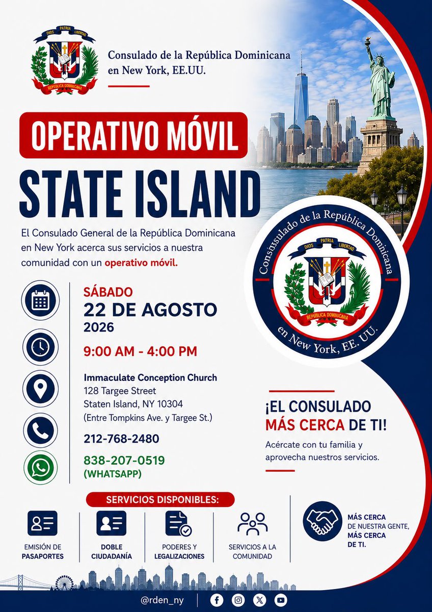 Yanildamaria26's tweet photo. Gracias @chuvasquez  #conuladodominicano en NYC  . Primera vez que vendràn los servicios a este Condado . @luisabinader  @DeligneAB  @PRM_Oficial 🇩🇴🇺🇸👏 https://t.co/LJkiLteGlo