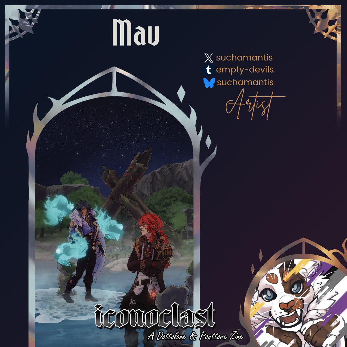 IconoclastZine's tweet photo. 🧪CONTRIBUTOR SPOTLIGHT🪙 

Introducing our artist, @suchamantis!

"I adore two men absolutely dedicated to letting the other become Worse." https://t.co/oivf2DYlWq