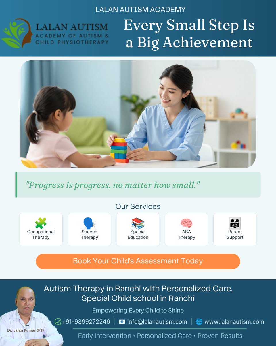 LalanAutism's tweet photo. Lalan's #AcademyofAutism & #Childphysiotherapy on Google: https://t.co/RKF0BfJB8G 🌟 Every Small Step Is a Big Achievement 🌟 As parents, we often celebrate first words, first steps, and first smiles. But for #childrenwithautism or developmental delays, every new skill.. #Ranchi https://t.co/4HRQ82AImh
