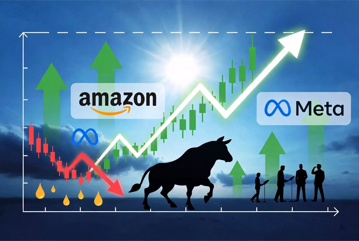 raissa_jade's tweet photo. The U.S. stock market rose today, driven by falling oil prices and strong gains in tech stocks, particularly Amazon and Meta. Market sentiment is optimistic, but geopolitical risks remain. This week's earnings reports and employment data will shape future trends. https://t.co/W5GJA5JFzX