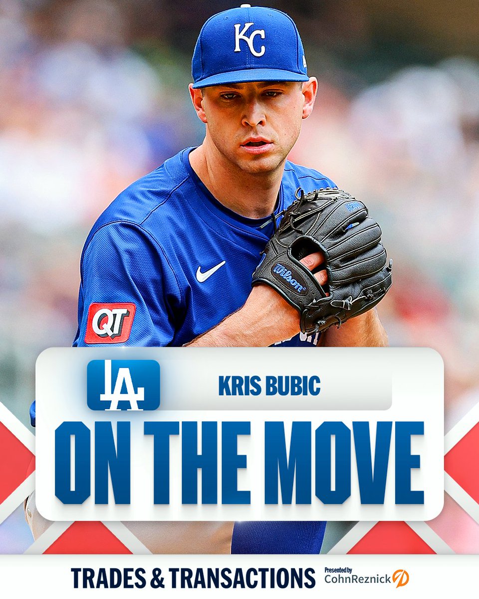 MLB's tweet photo. Dodgers reportedly acquire LHP Kris Bubic from Royals, per multiple reports including MLB's @Feinsand.

(MLB x @CohnReznick) https://t.co/8T3IGlfXUb
