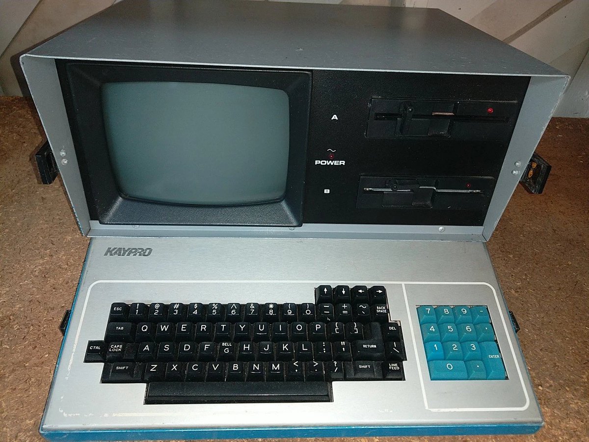 cooksd's tweet photo. My first computer was a portable Kaypro 2! The first thing I did was create a game about navigating in space. No dying of dysentery, but you could get smashed between asteroids! https://t.co/8NFM8Zw5g0