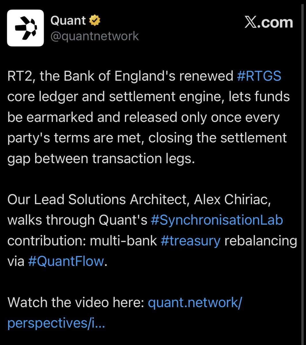 Moonchaser2020's tweet photo. For those following XRPL ripple:native, Canton $CC, Quant ethereum:0x4a220e6096b25eadb88358cb44068a3248254675, Solana solana:So11111111111111111111111111111111111111112 or institutional tokenisation, today’s announcements across multiple blockchains matter because they validate a broader trend:

Major financial institutions and central banks are increasingly treating blockchain as infrastructure rather than speculation.

Many of these institutions are blockchain agnostic, reflecting the view that the future will be built on multiple interoperable blockchains rather than a single winner.

Yes, crypto markets are down today, but I’m as bullish as ever on the long-term future of DLT. 

The financial rails are being built on-chain and they’ll be multichain✨

#DYOR