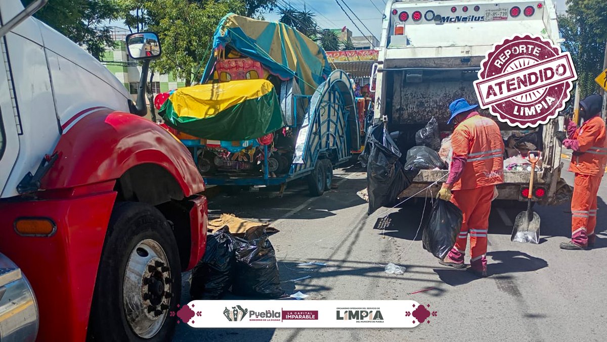 LimpiaPue's tweet photo. 🧹 #ReporteAtendido | Personal de #Limpia acudió al parque ubicado en 25 Poniente y 31 Sur, donde realizó labores de recolección de residuos y barrido, tras la celebración de la fiesta patronal.
Con estas acciones contribuimos a mantener espacios limpios para las y los poblanos. https://t.co/DtVaWGfGWq