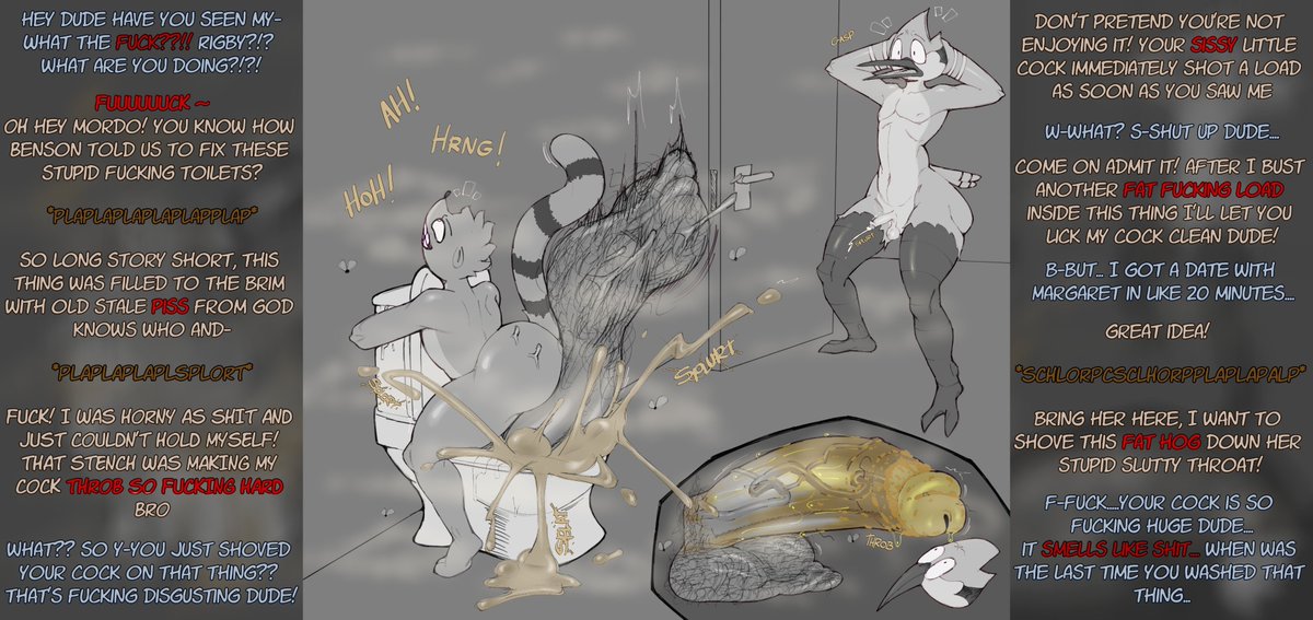 Capy_bara90's tweet photo. C-work for @JustASimpleCuck ! More Mordecai and Rigby action! And toilets.......yeah

If you dig my work, consider donating on my kofi <3 https://t.co/V9b1HCJ4Lw