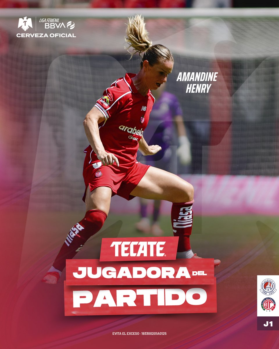 LigaBBVAFemenil's tweet photo. #TecateJugadoraDelPartido | Amandine Henry 🏅
Tú votaste y la elegiste como la más destacada de esta mañana. 🫵🏼✨
Repartió juego y cambió el ritmo del partido para guiar la remontada escarlata. 👏👺
@cervezatecate
#TecatePorTi | #ADSLvsTOL https://t.co/QhgWscwO7O