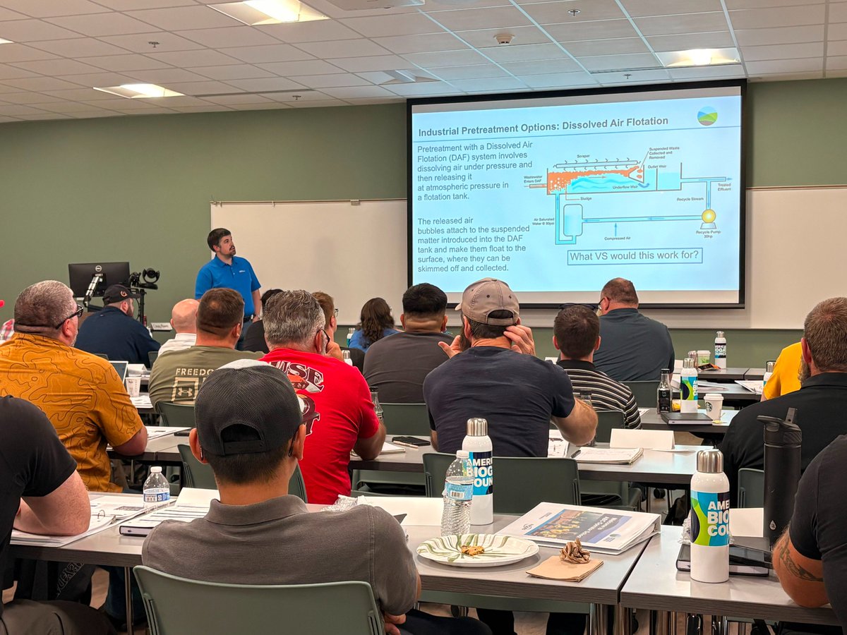ambiogascouncil's tweet photo. Our largest Digester Operator School class ever is underway at @michiganstateu! Operators &amp; biogas professionals from across the U.S. are sharpening the skills that keep biogas systems running safely &amp; efficiently. Welcome to everyone joining us this week! #Biogas #WorkforceDev https://t.co/z8K0DBqSUE