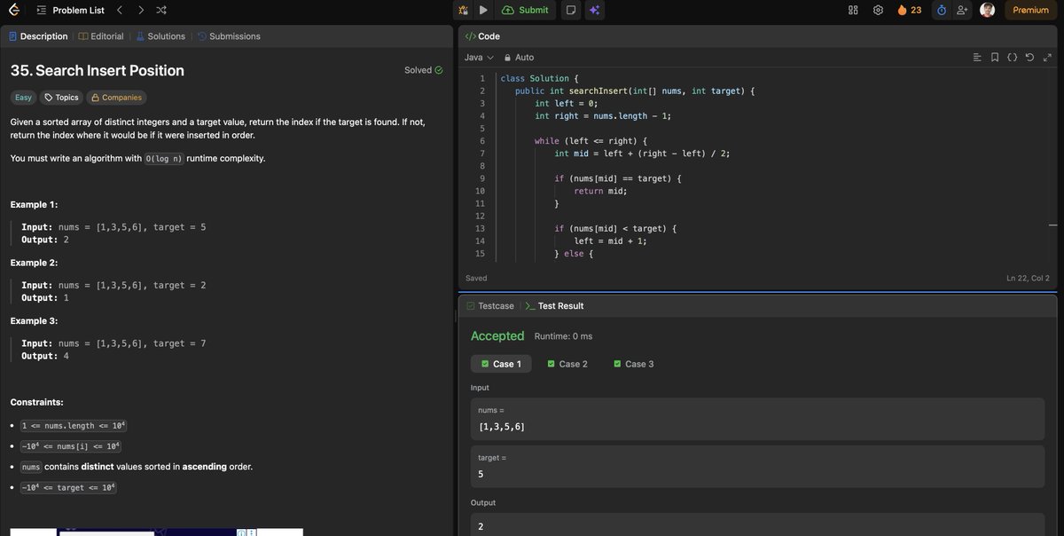 saiiii_24's tweet photo. Day 5: Leetcode- Qn 1636. Sort Array by Increasing Frequency. (Easy-Medium level questions)
Qn 75. Sort Colors Qn 35. Search Insert Position
#100DaysOfCode #100daysofcodechallenge #DSA https://t.co/9ZipFGnqQj