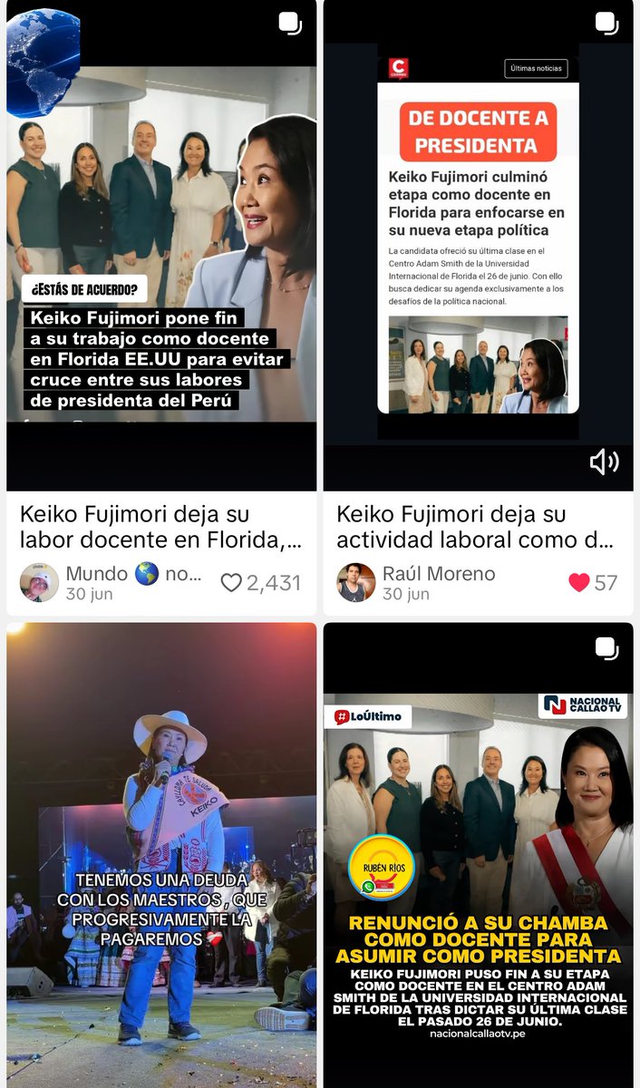valeriaperuperu's tweet photo. @RoyAlta_Peru PORQUE SIEMPRE TIENES Q MENTIR A INFORMARSE MAS ,  KEIKO HASTA RENUNCIO A SU TRABAJO ANTERIOR Y ESTE CREE Q ES VERONIKA MENDOZA Q NO TIENE TRABAJO DE NADA https://t.co/xfa7TSR4ag