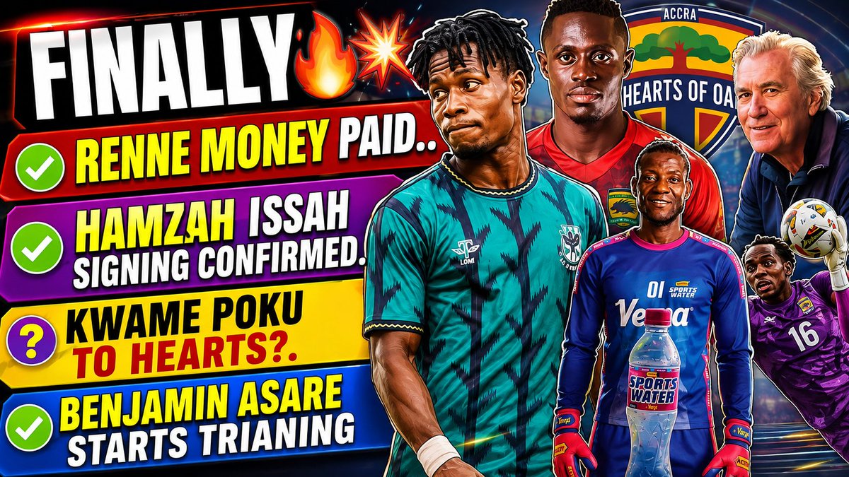TOTOSPORTSGH1's tweet photo. FINALLY🔥RENNE MONEY PAID..HAMZAH ISSAH SIGNING CONFIRMED.KWAME POKU TO HEARTS?.ASARE STARTS TRAINING https://t.co/iJgbv2WCbI https://t.co/nZm4V7IYon