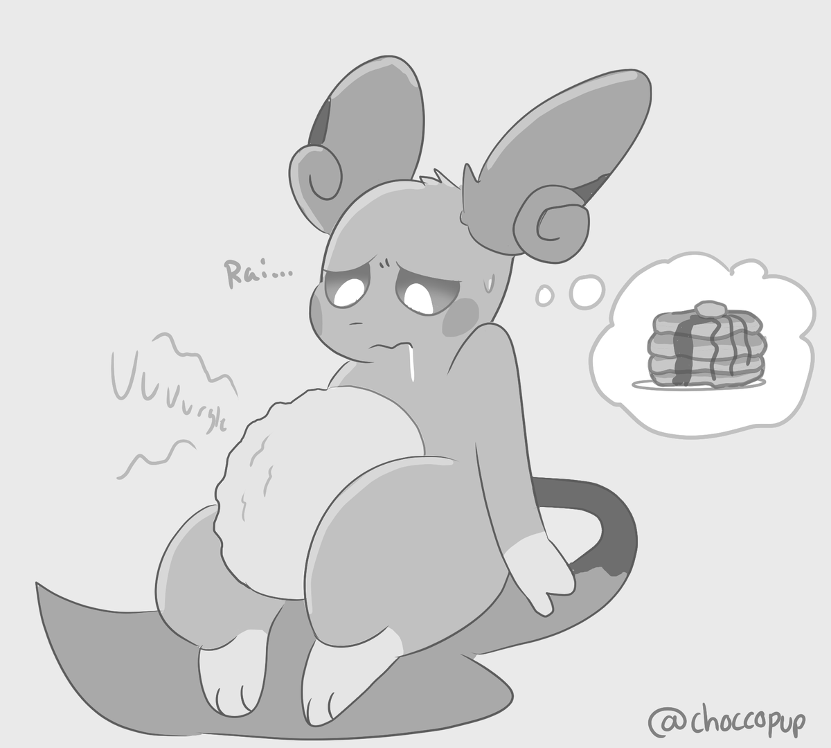 Choccopup's tweet photo. a raichu's tummy growling for pancakes.... https://t.co/8H91LnOcTG
