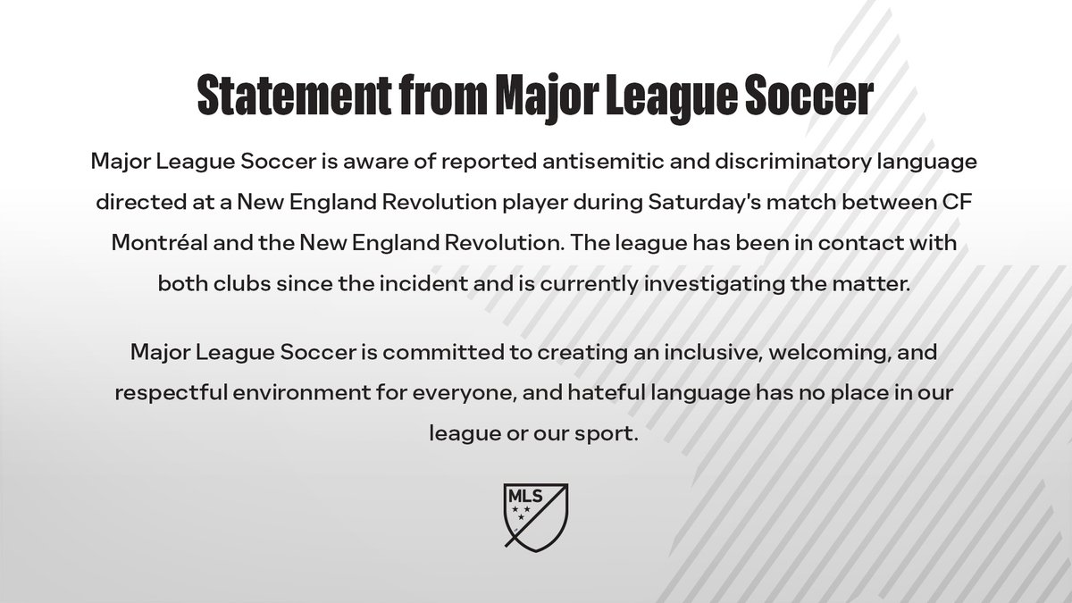 MLS_PR's tweet photo. A statement from Major League Soccer. https://t.co/8Kxwz94CyH