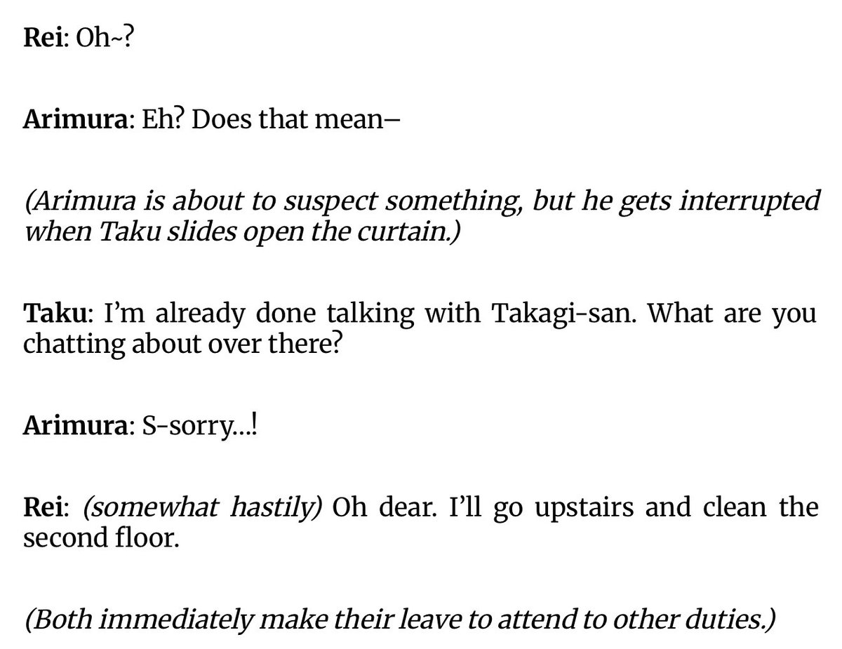 noiaobas's tweet photo. this from taku’s drama cd is so silly to me… arimura catching on to takutowa before rei even gets the slightest inkling 😭 wonder how long it would take for rei to figure it out… gonna end up walking in on them making out months later and be like Omg wtf when did this happen https://t.co/ryRJ3ZMQfY