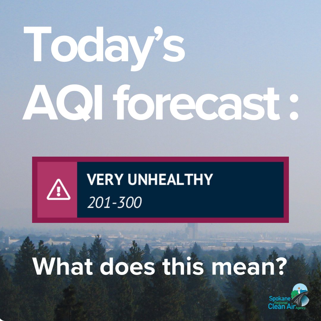 SpokaneCleanAir's tweet photo. The Air Quality Alert is in effect until further notice, with widespread smoke (PM2.5) from the local Spokane Complex fires and the regional fires in central and northeastern Washington. A ridge of high pressure will reduce ventilation, allowing PM2.5 concentrations to build. https://t.co/vmRK9eV7Q9