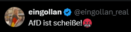 MisaPolitical_2's tweet photo. Selbst Eingollan findet die AfD scheiße 🤷🏻‍♀️ https://t.co/tAFv3iWopH