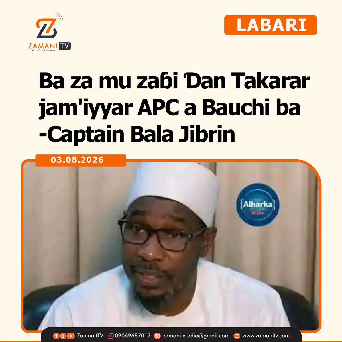 Zamani__tv's tweet photo. Tsohon dan takarar gwamnan jihar Bauchi a karkashin jam’iyyar APC, Captain Bala Jibrin, ya fitar da wani martani mai karfi na gargadi ga shugabannin jam’iyyar APC na kasa da kuma fadar shugaban kasa gabanin zaben shekarar 2027.

Captain Bala Jibrin ya bayyana cewa tabbas idan har jam’iyyar APC ta sake tsayar da dan takarar da take shirin kawowa a jihar Bauchi, to lallai jam'iyyar ba za ta taɓa kai labari ko samun nasara a zabe mai zuwa ba.

Ya buƙaci shugabannin jam’iyyar da su gaggauta cire dan takarar da ake shirin kakaba wa mutanen jihar, yana mai jaddada cewa jama'a ba sa son sa kuma ba za su zabe shi ba.

Ya gargadi cewa idan har aka yi yunkurin kakaba dan takarar ta karfin tsiya ko ta hanyar magudi, sakamakon ba zai kyautata wa jam'iyyar ba.

Ya jaddada cewa al'umma ba sa son tashin hankali, zubar da jïnï, ko barin gãwä a kan tituna saboda sabani na siyasa.

Ya bayyana cewa har takardar gargadi da kokawa sun aika zuwa ga gwamnatin tarayya, kuma matan aure a jihar a shirye suke domin fitowa zanga-zangar lumana domin nuna rashin amincewar su.