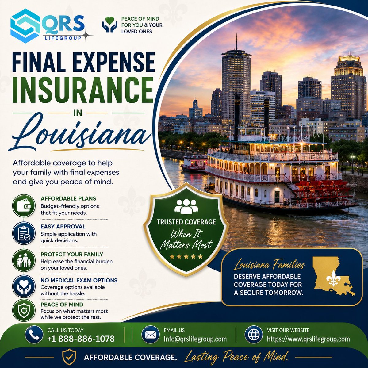 Qrslifegroup's tweet photo. 📍 Final Expense Insurance in Louisiana

Eligibility and plan availability vary by carrier and applicant.

📞 +1 888-886-1078
📧 Info@qrslifegroup.com
🌐 https://t.co/wXVj7dxJvE

#FinalExpenseInsurance #Louisiana #BurialInsurance #LifeInsurance #InsuranceCoverage #USA https://t.co/3JDIipx0xE