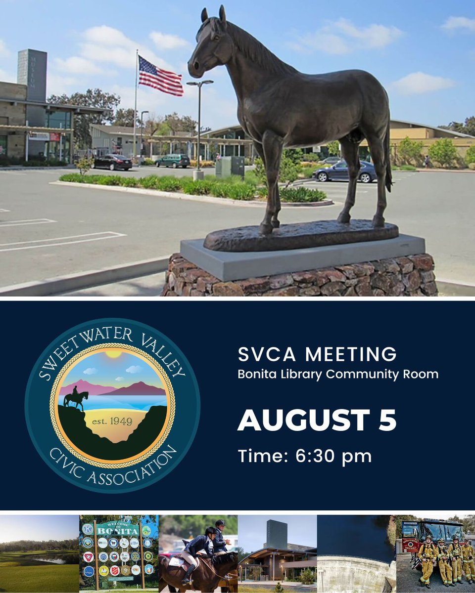 sweetwatervca's tweet photo. 📣Join the SVCA for our important meeting on Wednesday, August 5, where we will discuss key news and community topics. We look forward to seeing you there!

🔗 - https://t.co/ANwkXmcJWv

#svca #communitymeeting #bonita #sweetwatervalley #communitynews https://t.co/4Qdu3lqPfJ