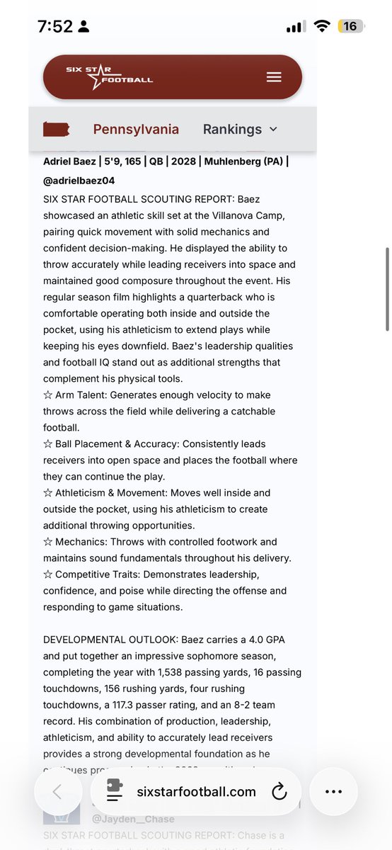 adrielbaez04's tweet photo. Thank you @sixstarfootball  for the write up ! https://t.co/Mk766r2ojZ
