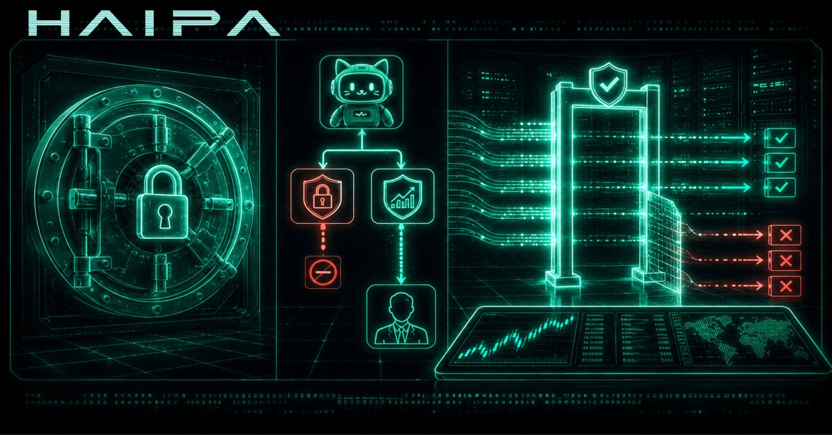 haipa_ai's tweet photo. Non-custodial by design: your AI agent gets trade-only authority, 
no withdrawal.

It can place "Buy 100 HYPE at market," but it can never move funds off your account. HAIPA checks every order before it's signed.

That's not restriction. That's separation of powers.

Join early access. No coding skills required.
https://t.co/IkG4e1HX1n

#Hyperliquid #AgenticTrading #NonCustodial #RiskManagement #Security