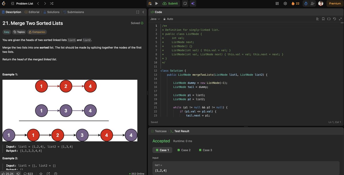 saiiii_24's tweet photo. Day 1: LeetCode- Qn 14. Longest Common Prefix
Qn 21. Merge Two Sorted Lists
#100DaysOfCode #100daysofcodechallenge #DSA #connect https://t.co/1fI1MsYJcP