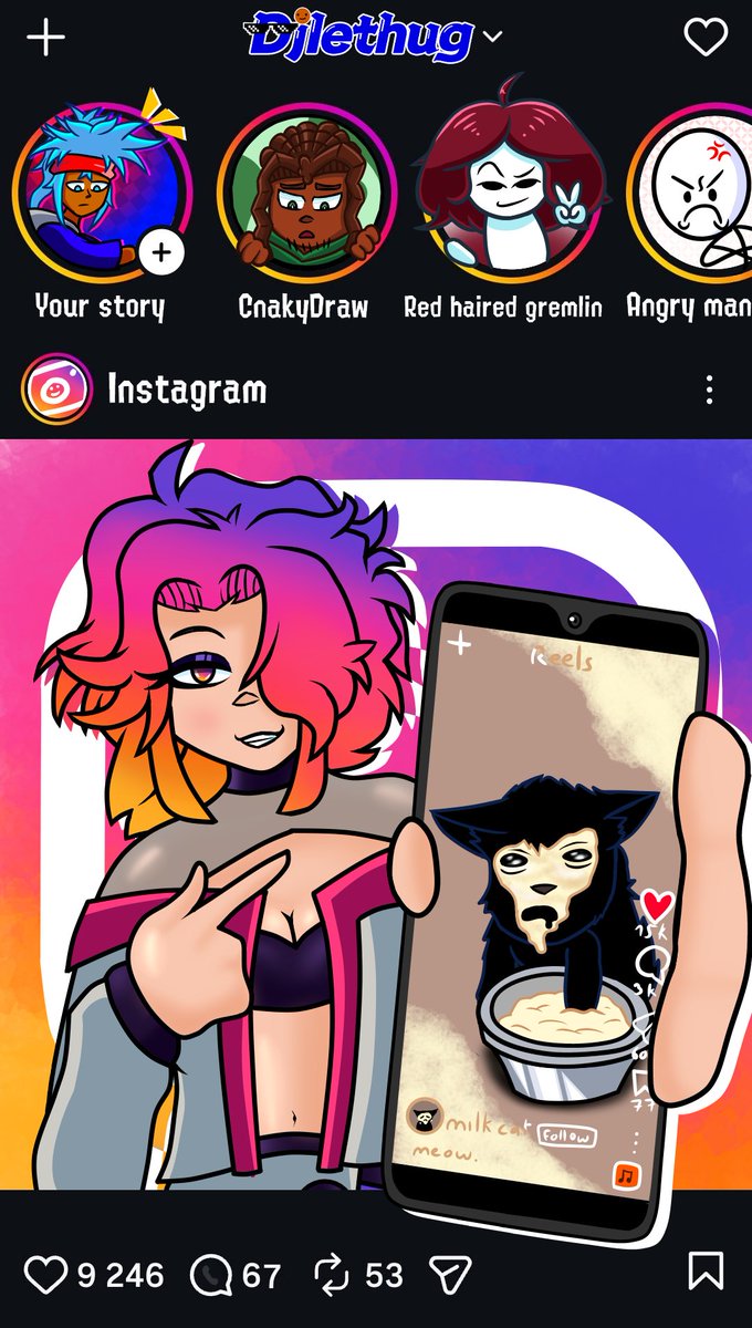 djlethug's tweet photo. This is a sort of mass attack:

-Instagram by imaginary-nexus (Bluesky)
-Dj by me
-@CnakyLegendaryD's Sona
-Red haired gremlin by RusitaCorona06(AF)
-Angry Man by yes123456 (AF)
-Milk cat by FlyingFoxCreates (AF) https://t.co/hSvoSgGQr5