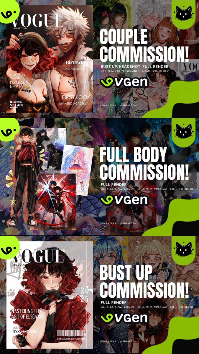 Naeveraa's tweet photo. Convincing you to commission me on Vgen! 
I hope you guys interested! 
I have promo for first five buyer full body commission, it'll be bonus on knee up/bust up extra! 

#opencommission #artcommission
#vgen #vgencommisionsopen #vgencommission https://t.co/uddO11c1Jb