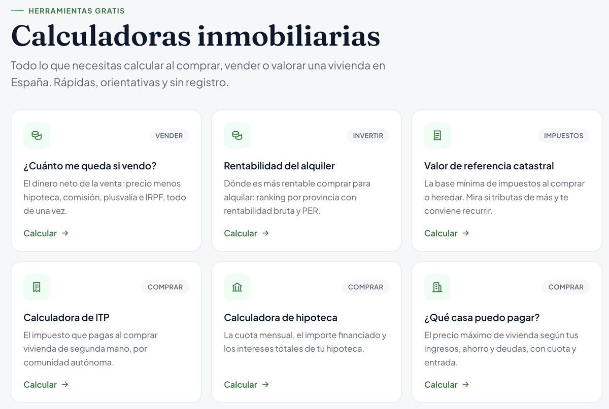 TasacionGratis's tweet photo. ¡Calculadoras inmobiliarias!

Todo lo que necesitas calcular al comprar, vender o valorar una vivienda en España. Rápidas, orientativas y sin registro.

GRATIS: https://t.co/Qoe4hiwSVK https://t.co/2B86IxI8BR
