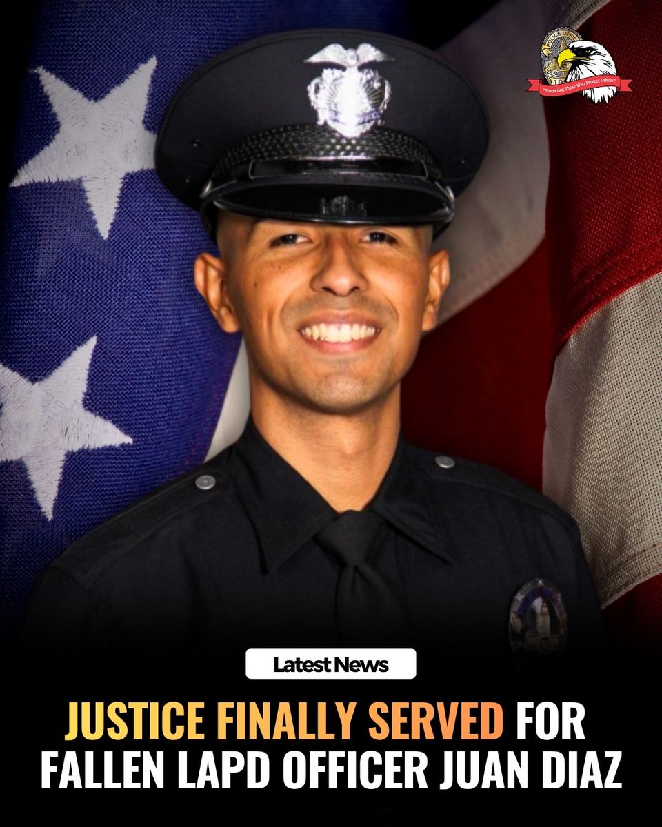 LAPPL's tweet photo. A Riverside County man has been convicted for murdering LAPD Officer Juan Jose Diaz. While off-duty, Diaz told Cristian Facundo and a group of associates to quit tagging gang graffiti in a neighborhood. Facundo left, returned to the group and opened fired killing Officer Diaz and wounding another victim as they were driving away from the area. Facundo was convicted of first-degree murder with a special gang circumstance and is expected to be sentenced to life in prison without the possibility of parole. Officer Diaz is remembered as a dedicated public servant and promising young officer whose life and career were tragically stolen by Facundo and his associates. Officer Juan Diaz was 24 years old when he was murdered.

Full story link: https://t.co/BhYarlEQBE
